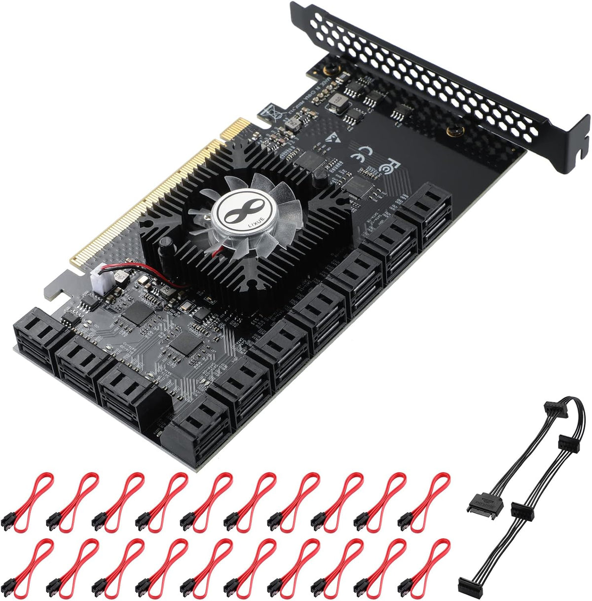 PCIe 6 SATA 4X Card with 6 SATA Cables and Low Profile Bracket B189