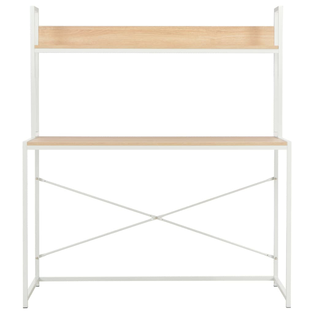 White and Oak Computer Desk L195611