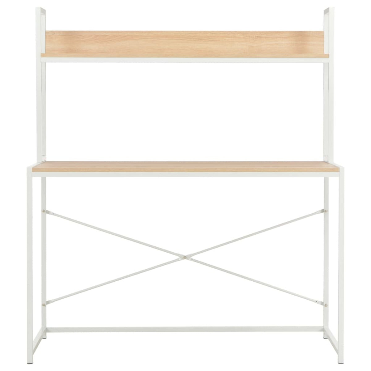 White and Oak Computer Desk L195611