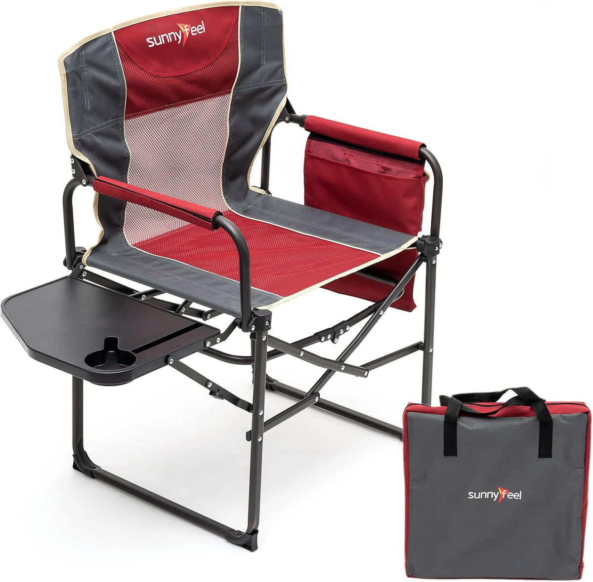 Oversized Portable Folding Camping Chair with Side Table D6321