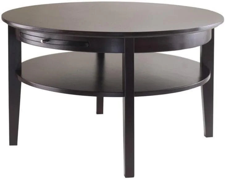 Dark Espresso Round Coffee Table with Pull Out Tray Z99518