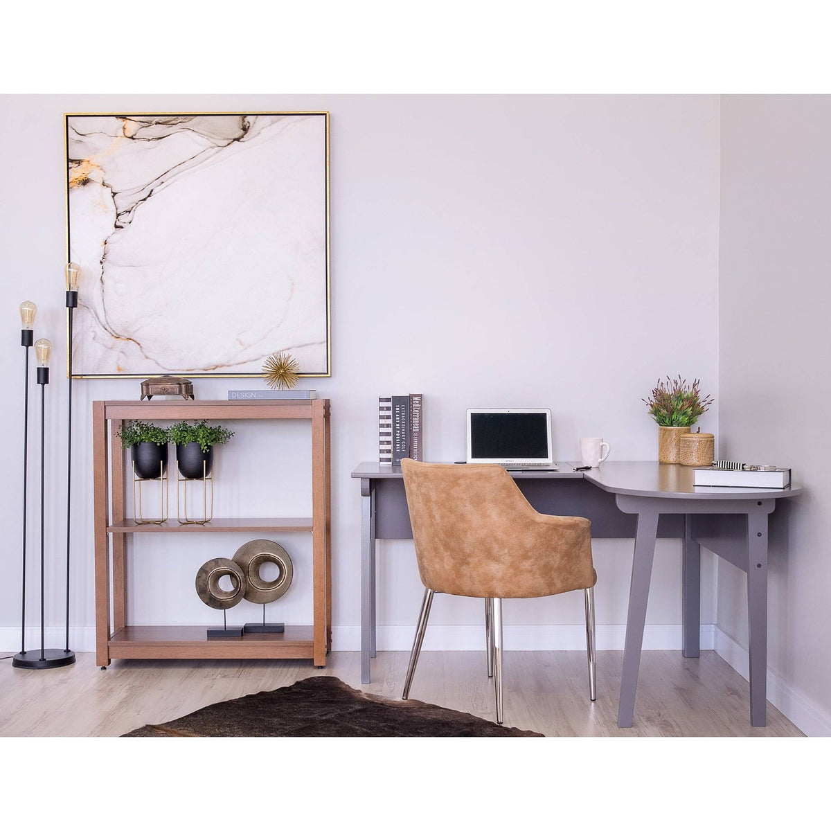 Grey L Shaped Corner Desk V71572