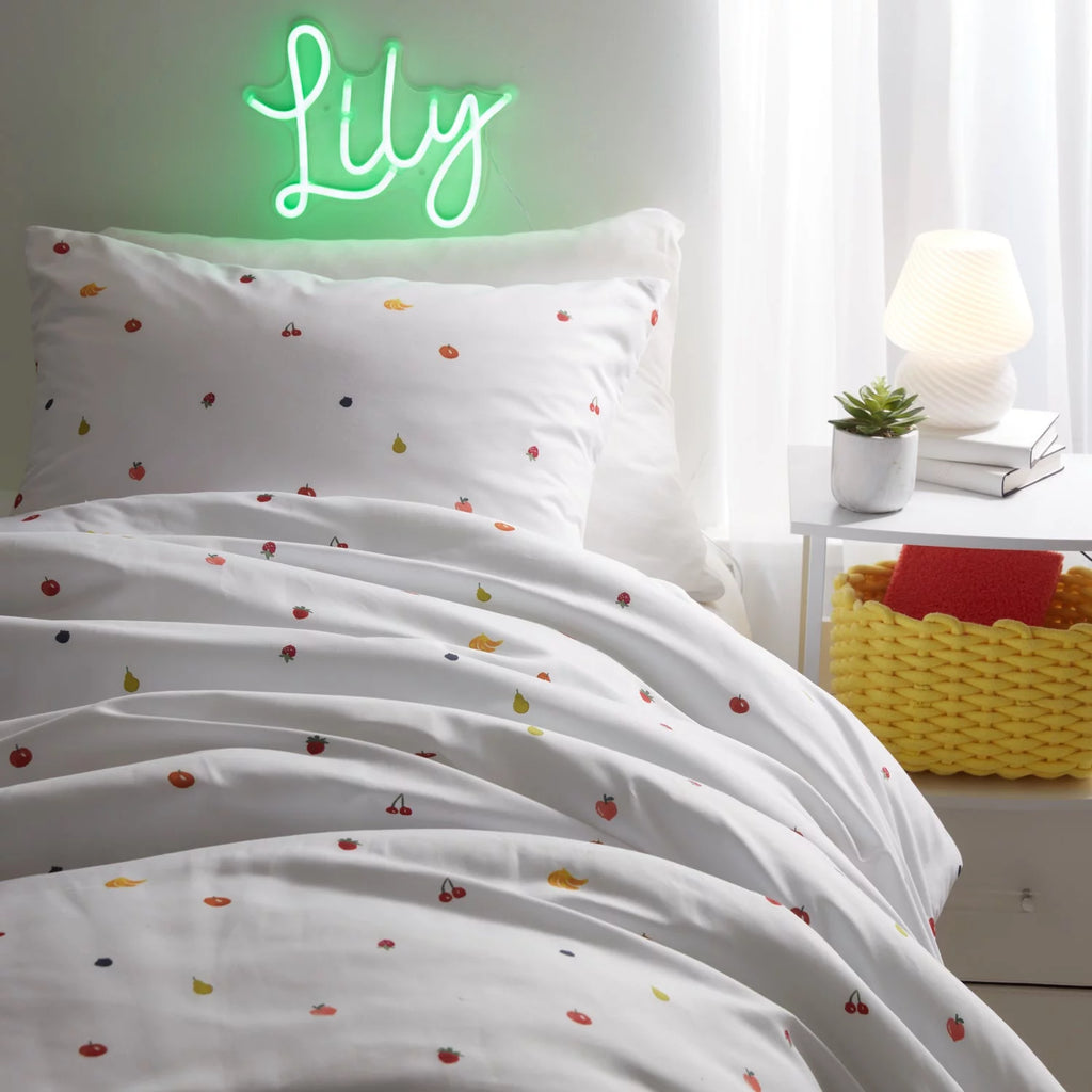 White Rainbow Fruits Full/Queen Comforter and Sham Set M562