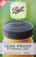 Black Plastic Leak-Proof Lids for Canning Jars, 6/Pack P857