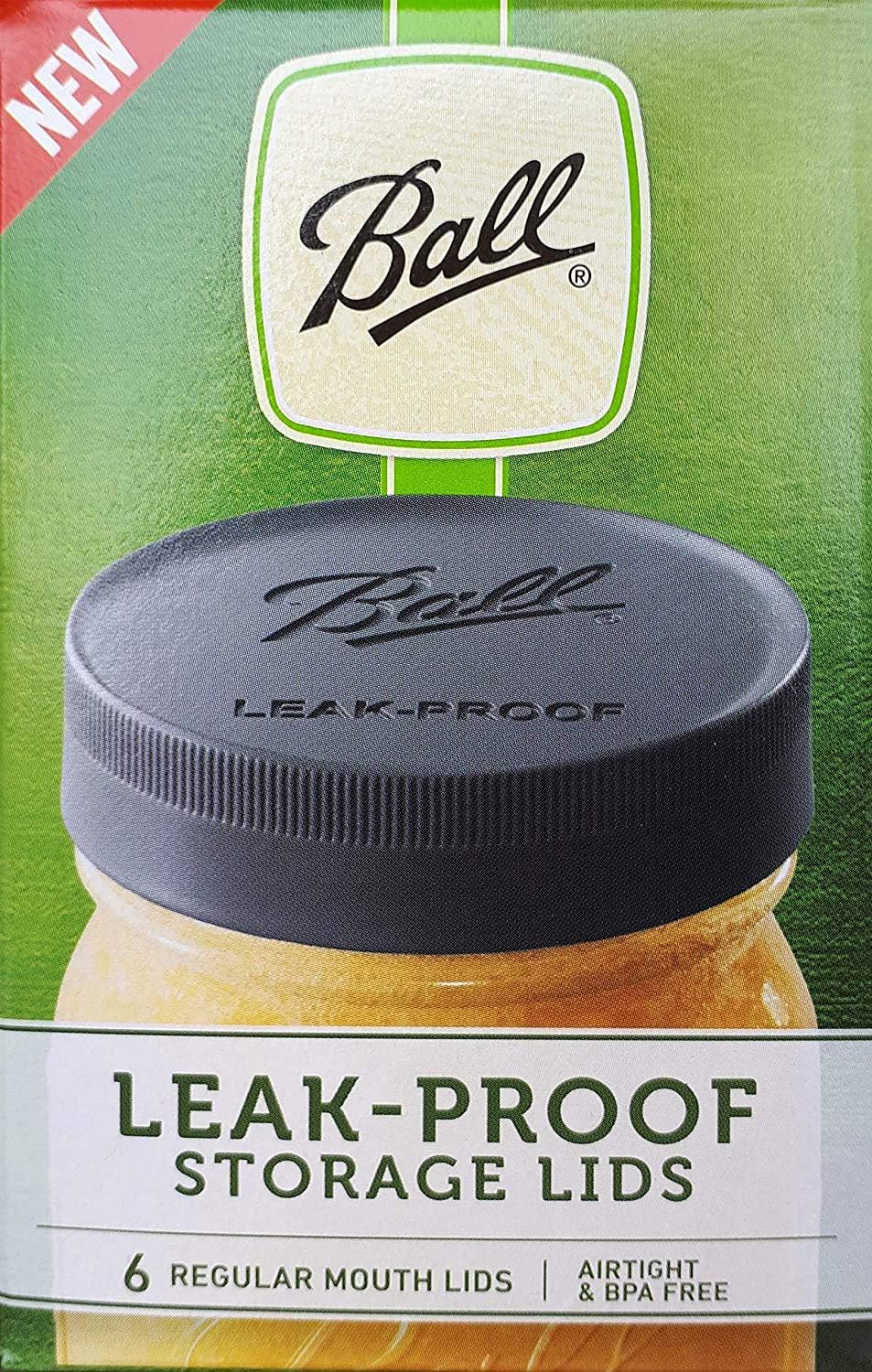 Black Plastic Leak-Proof Lids for Canning Jars, 6/Pack P857