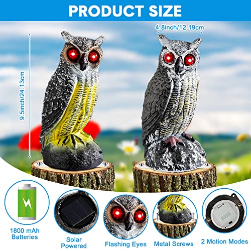 Gray Plastic Owl Decoy with Red Flashing Eyes, 2 Pcs K330