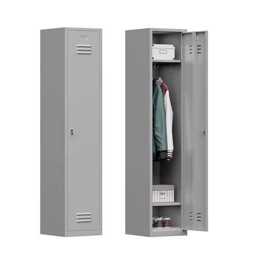 71" Tall Grey Steel Lockable Metal Locker P1375