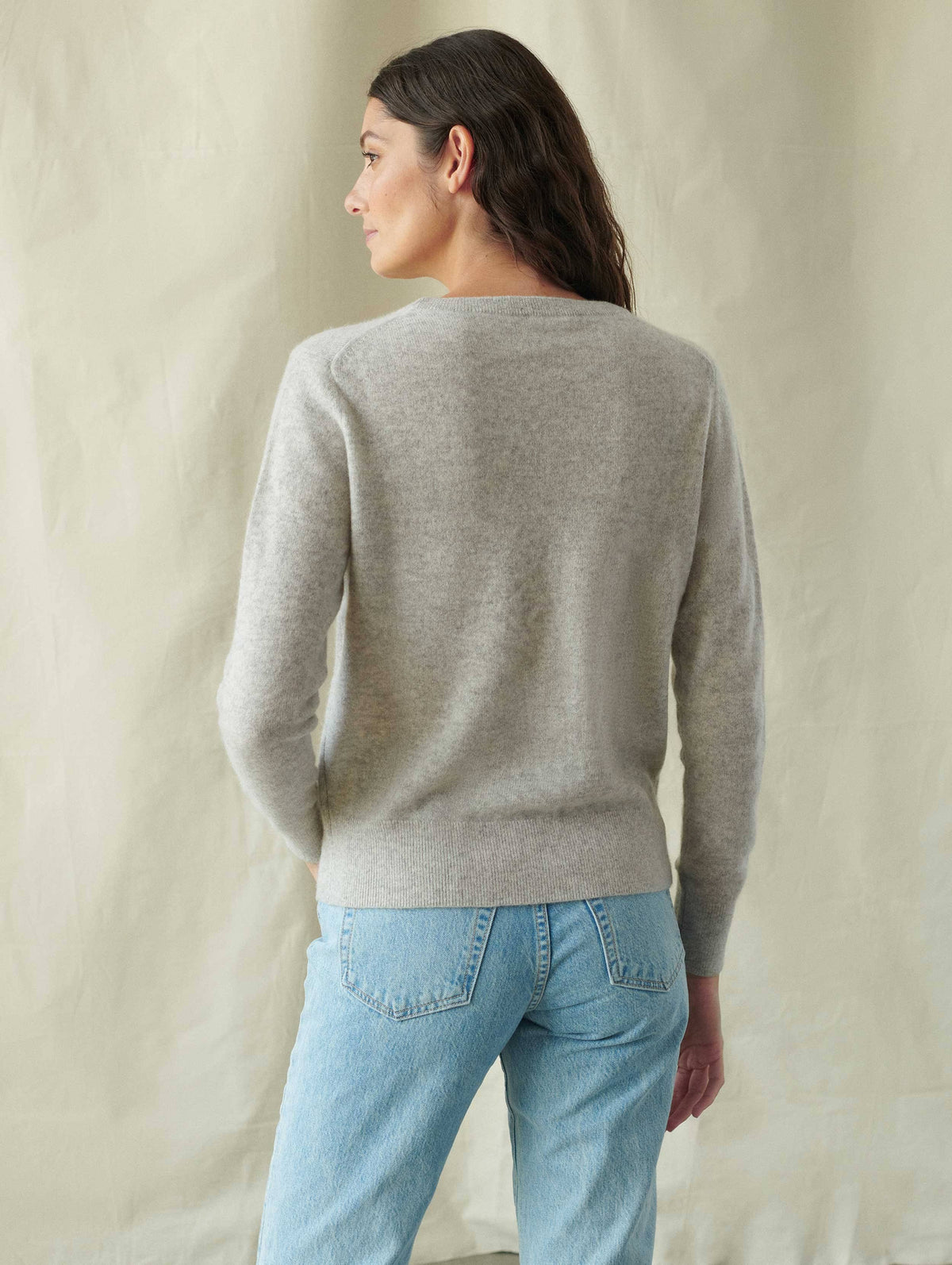 Misty Grey Heather Cashmere Crewneck N79277