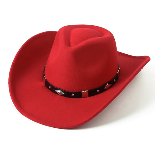 Felt Wide Brim Western Cowboy Hat with Belt Buckle W1420