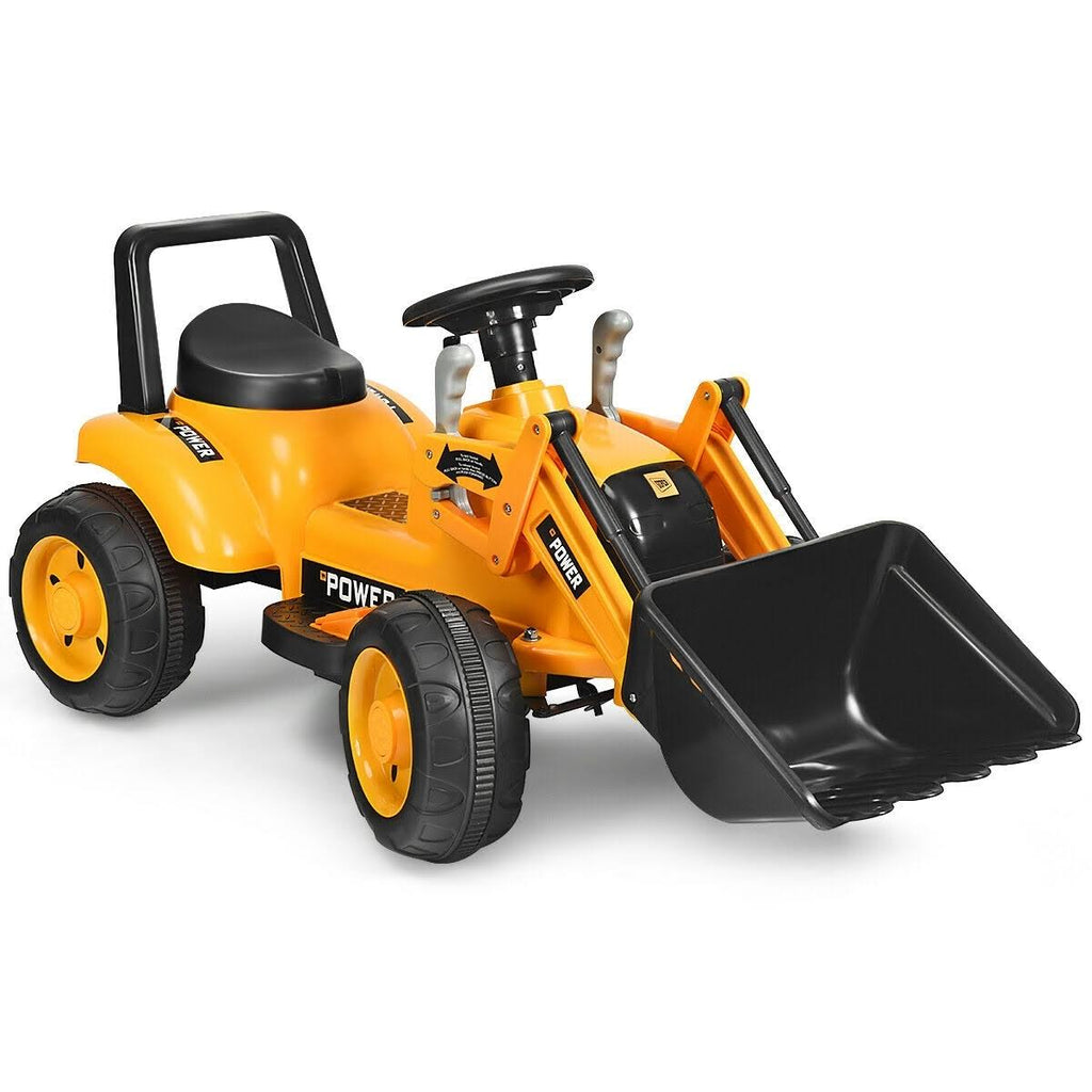 6V Battery Powered Kids Ride on Excavator Digger Tractor - Yellow X892