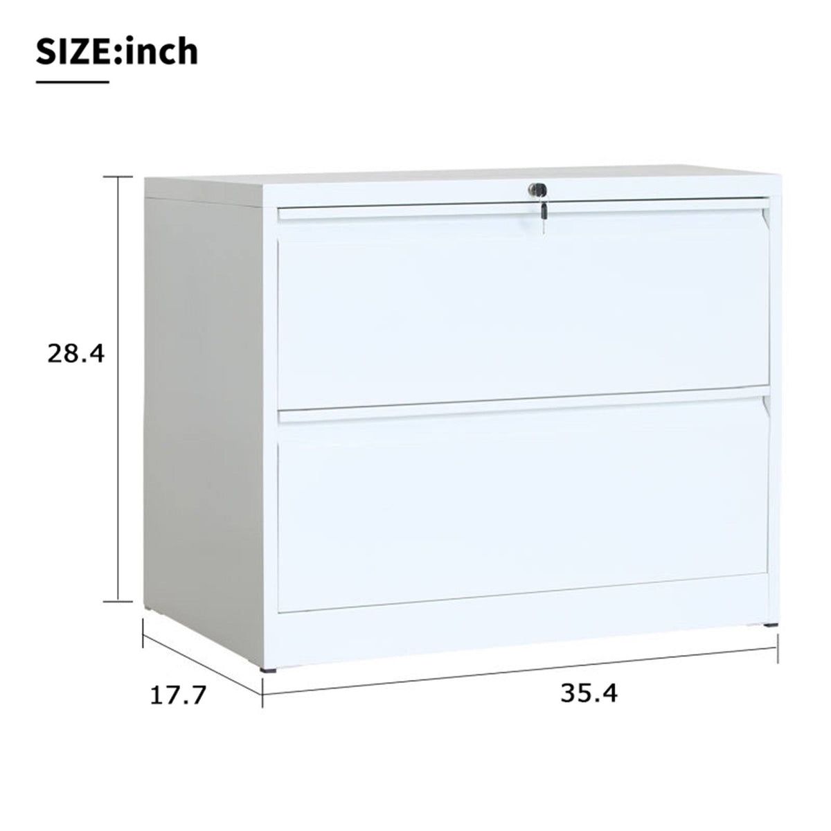 White 2-Drawer Lateral File Cabinet with Lock F35685