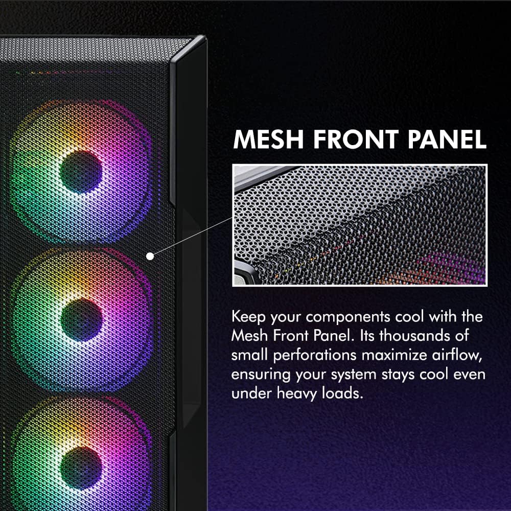 ATX Mid Tower PC Case with Black CPU Cooler W738