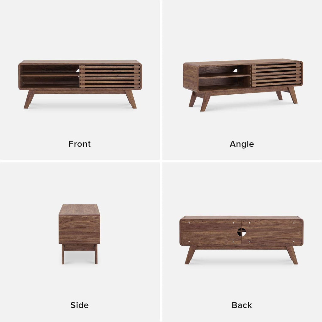 Scandinavian TV Stand with Slatted Door G4051