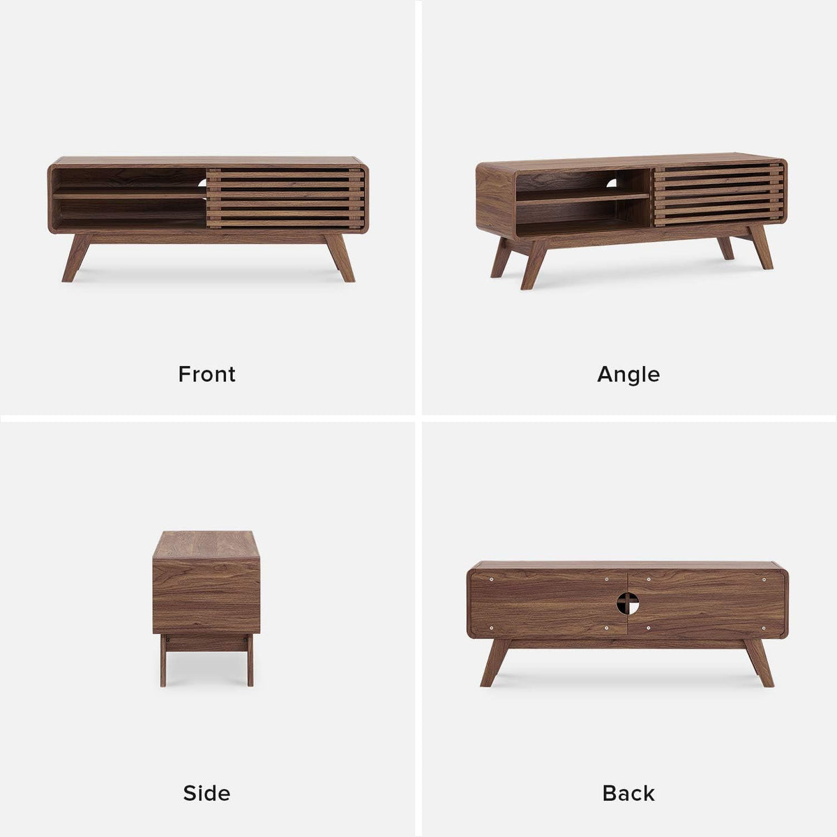 Scandinavian TV Stand with Slatted Door G4051