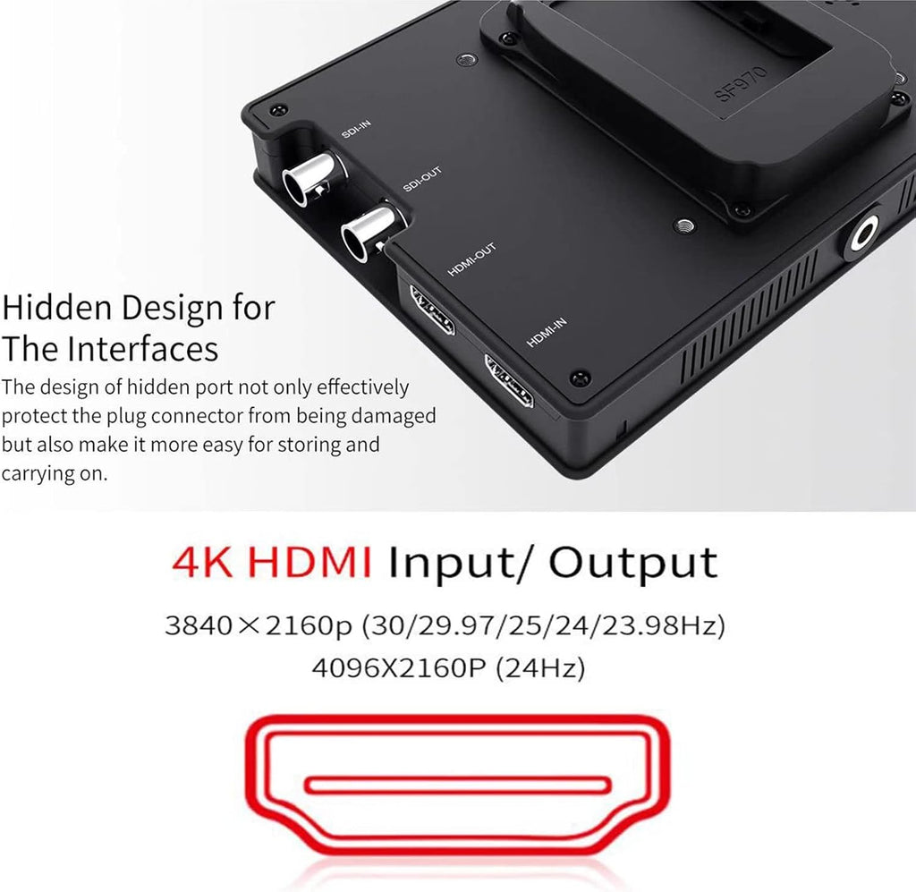 7 4K HDMI On Camera Field Monitor IPS Full HD 1920x1200 with Peaking Assist B530448