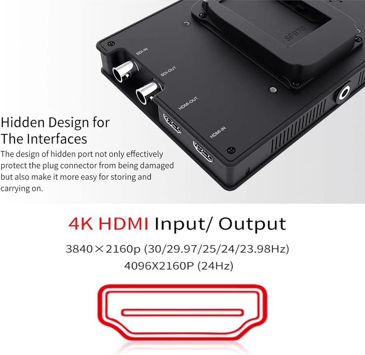 7 4K HDMI On Camera Field Monitor IPS Full HD 1920x1200 with Peaking Assist B530448