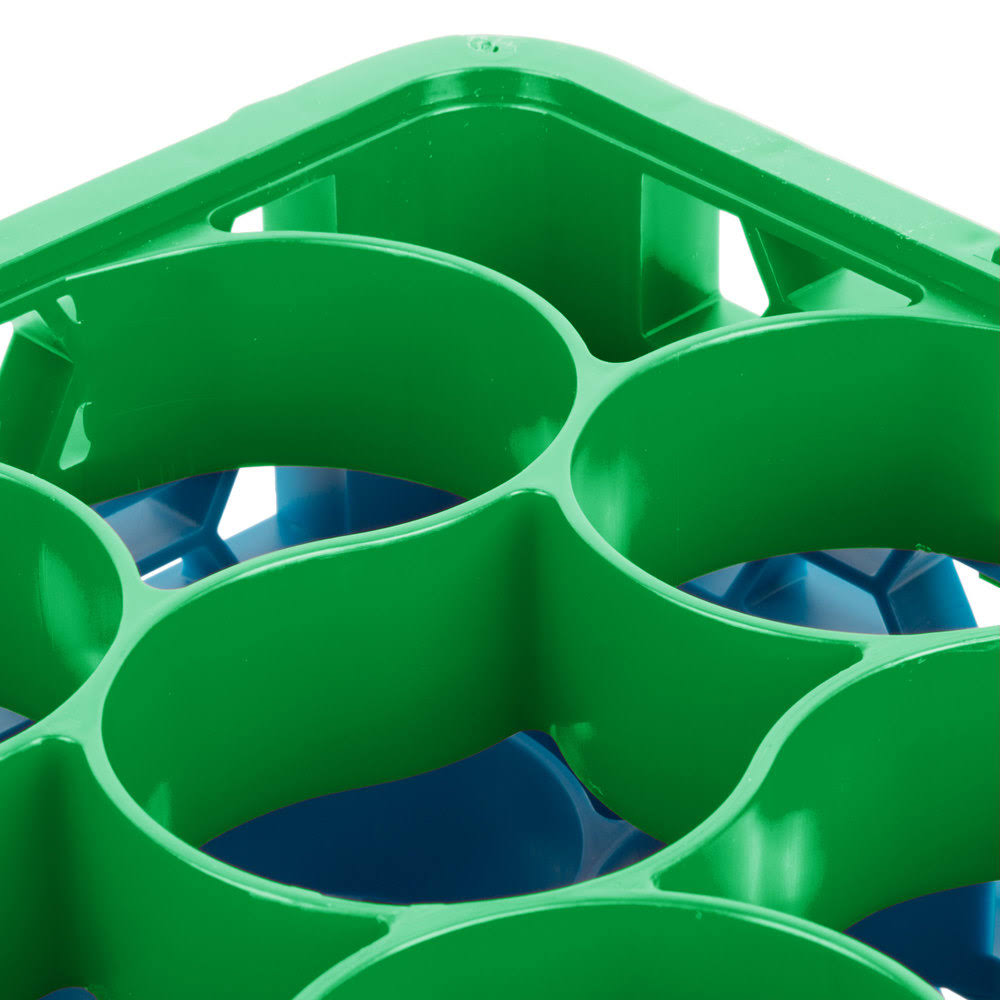Green 30 Compartment Glass Rack with 5 Extenders K3427