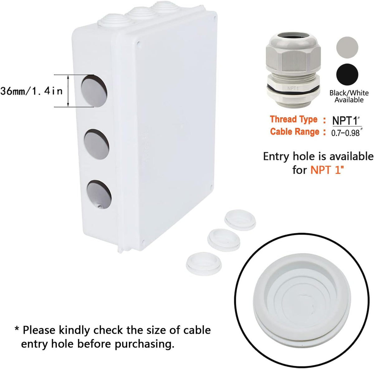 ABS Plastic IP65 Junction Box White 10 x 7.9 x 3.1 inch Pack of 2 T24512
