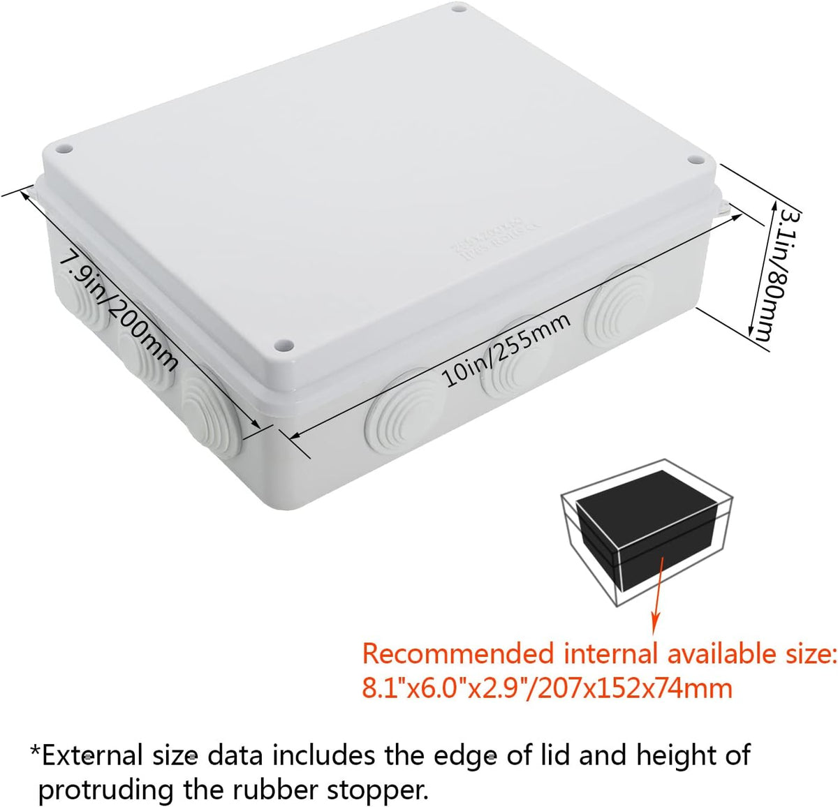 ABS Plastic IP65 Junction Box White 10 x 7.9 x 3.1 inch Pack of 2 T24512