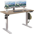 Black Frame Rustic Brown Top Electric Standing Desk with Splice Board E77318