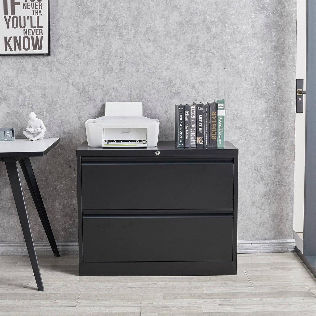 White 2-Drawer Lateral File Cabinet with Lock F35685
