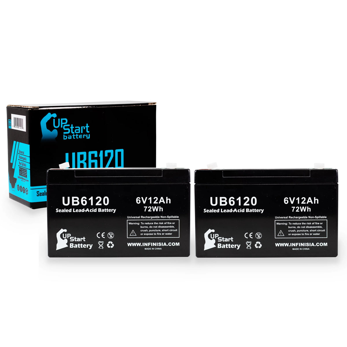 6V 12Ah Sealed Lead Acid Battery with F1 to F2 Terminal Adapters K1055