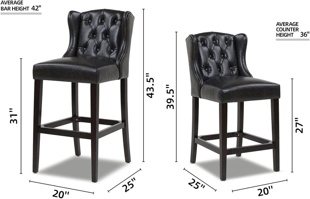 Vintage Black Brown Faux Leather Armless Counter Height Bar Stool M51319