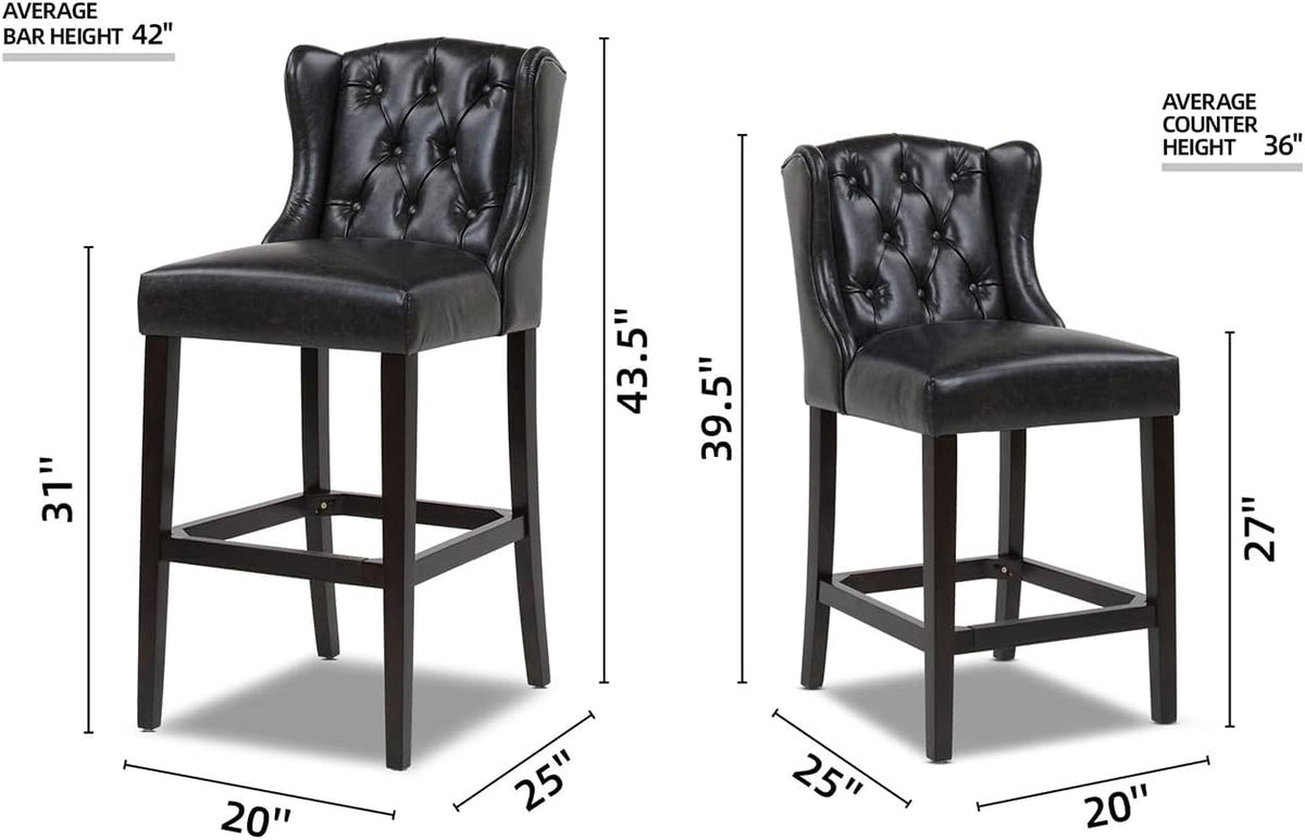 Vintage Black Brown Faux Leather Armless Counter Height Bar Stool M51319