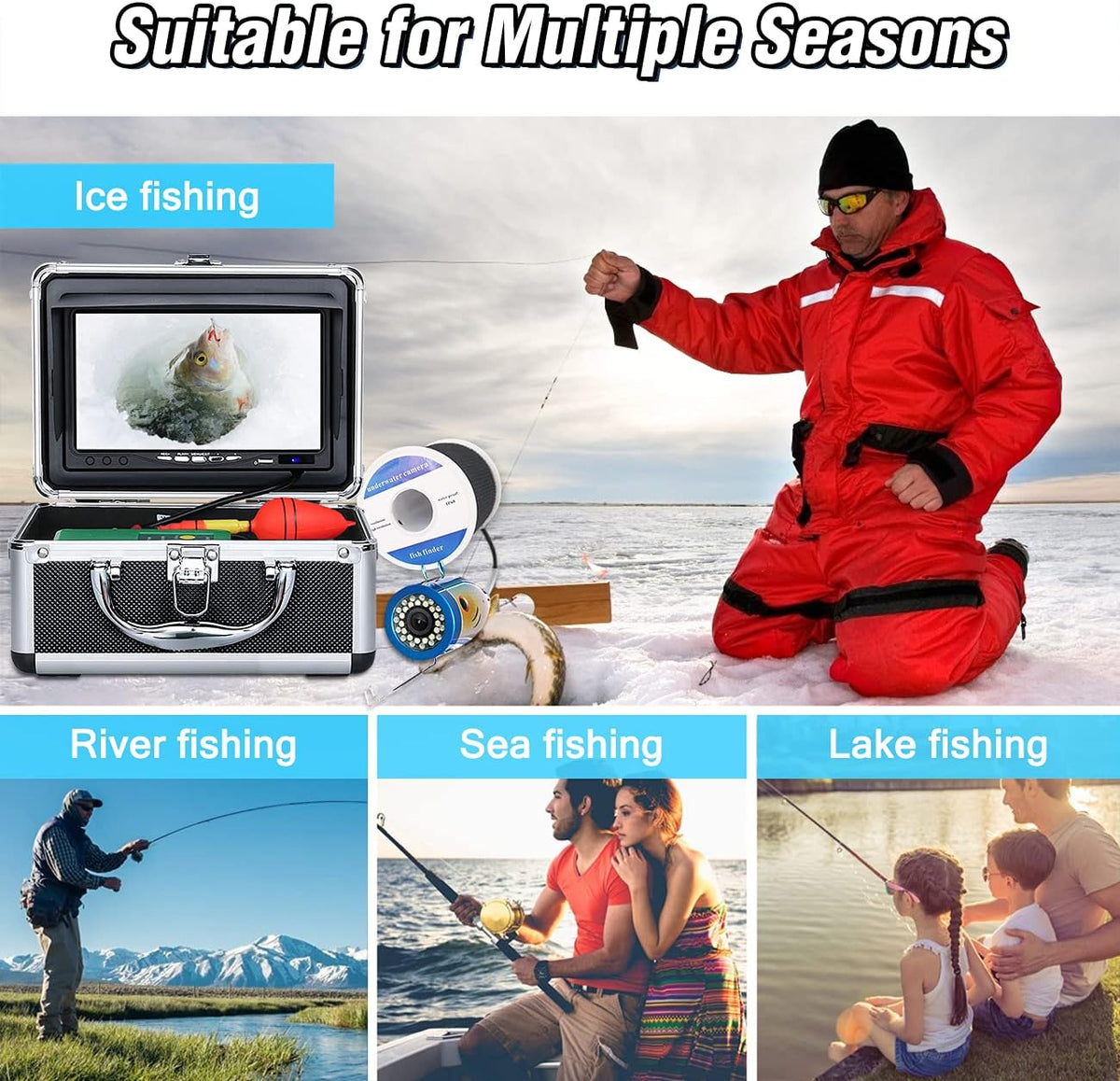 Underwater Fishing Camera with 30 Adjustable LEDs and 7inch 1080P IPS Monitor K453