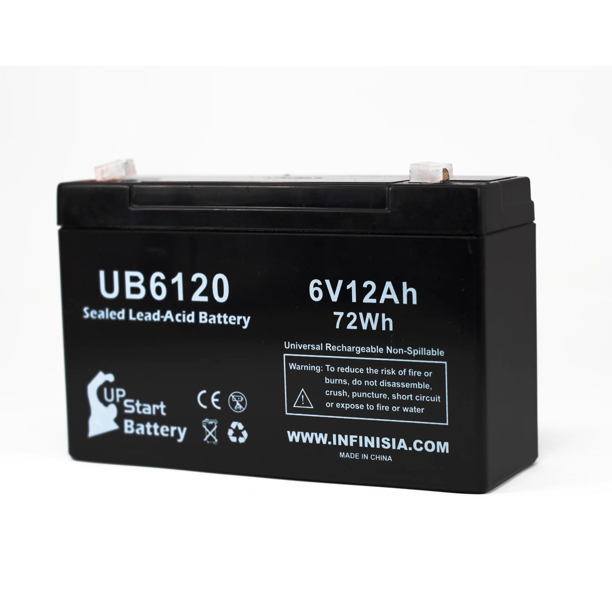 6V 12Ah Sealed Lead Acid Battery with F1 to F2 Terminal Adapters K1055