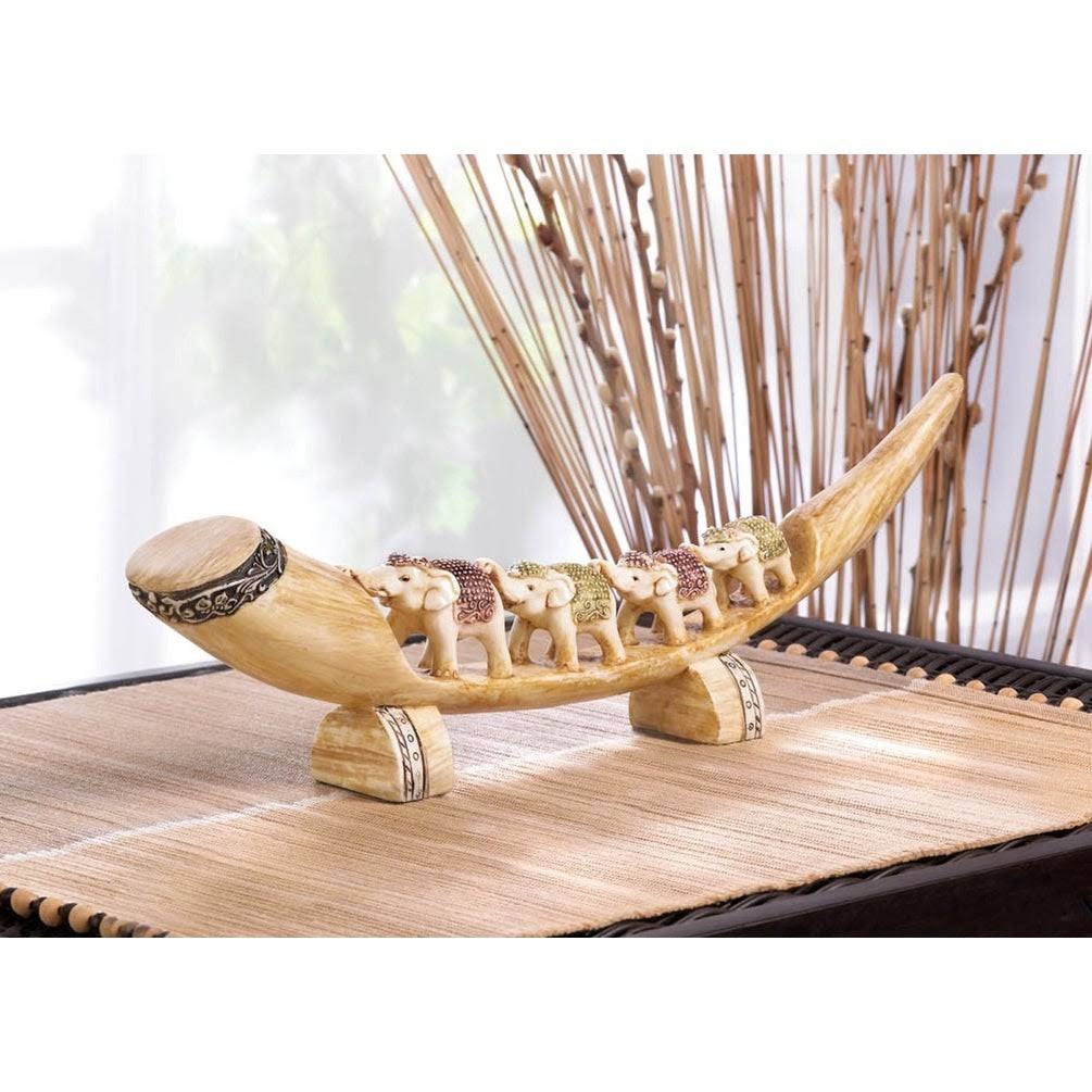 Carved Elephant Tusk Decor I86478