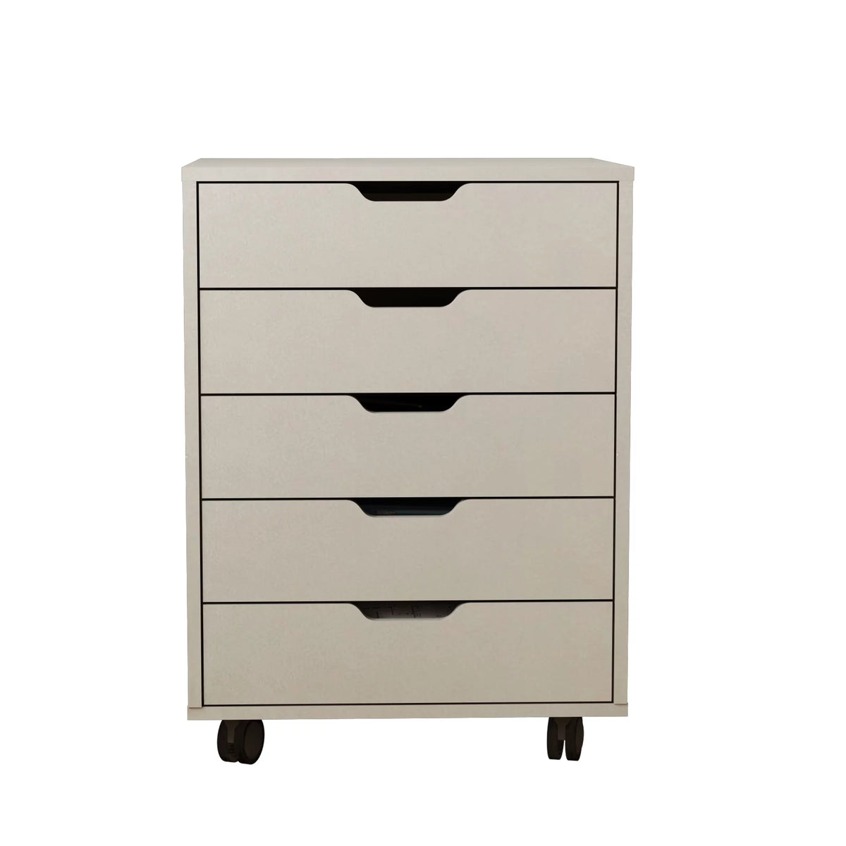White 5 Drawer Rolling Filing Cabinet S762204