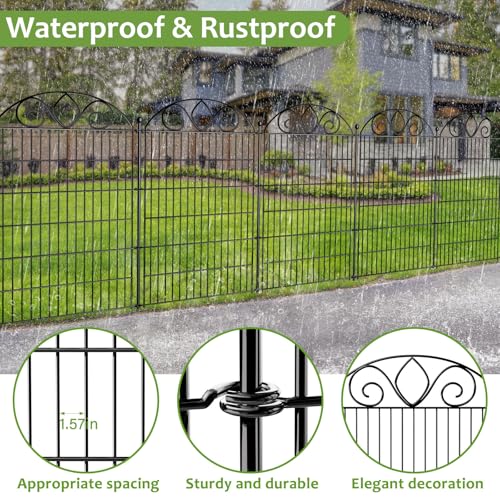 48" H x 21' L Rustproof Metal Garden Fence Panel S327