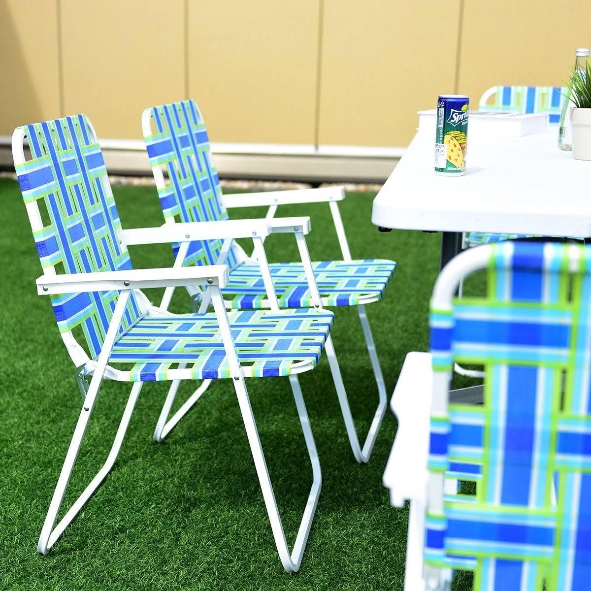 6 Pcs Folding Beach Chair Camping Lawn Chair Blue N73231