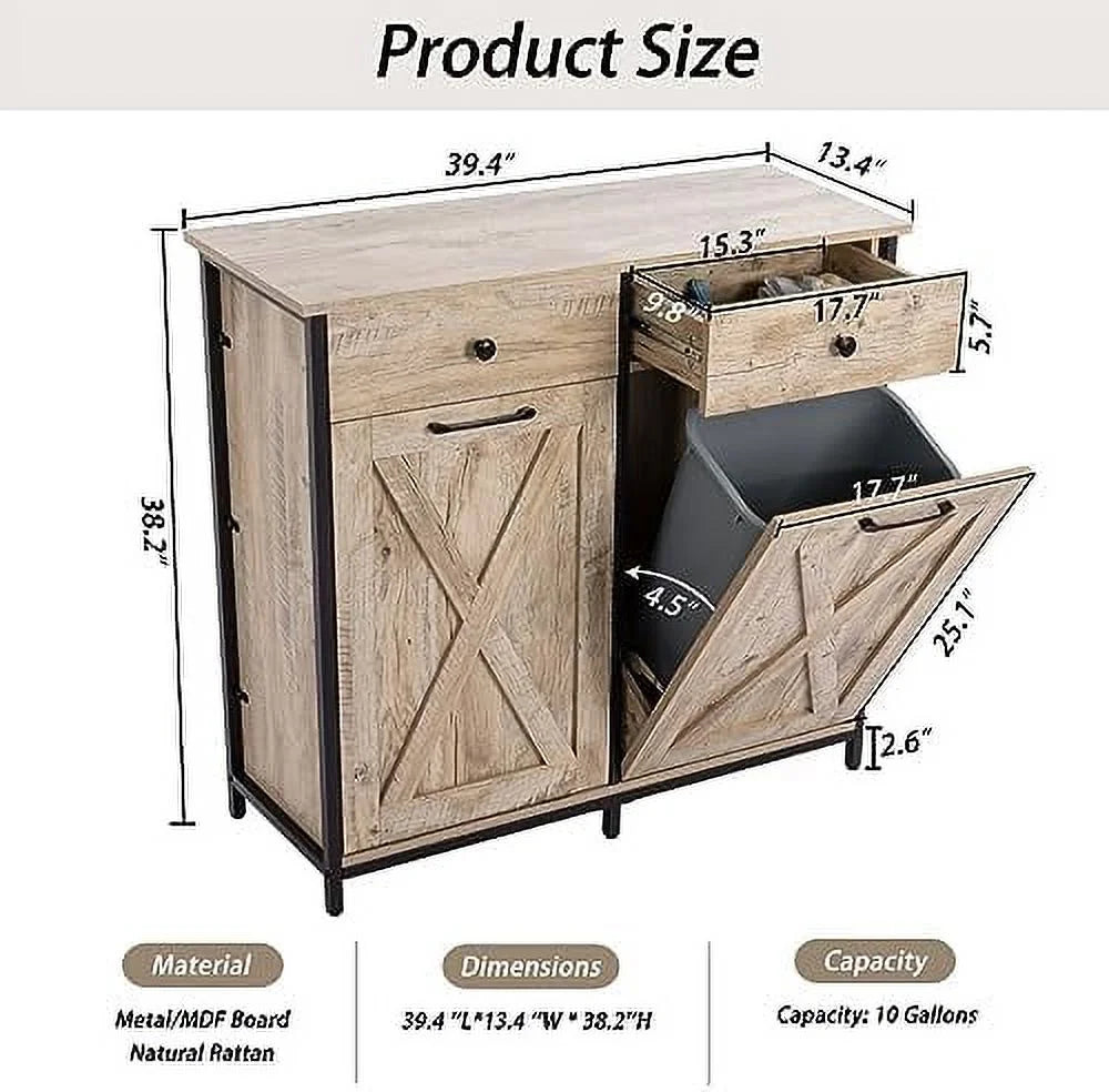 Double Tilt Out Trash Cabinet with Hideaway Drawer P416692