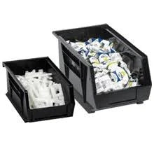 Plastic Stack & Hang Bin Boxes Black 6/Case G245