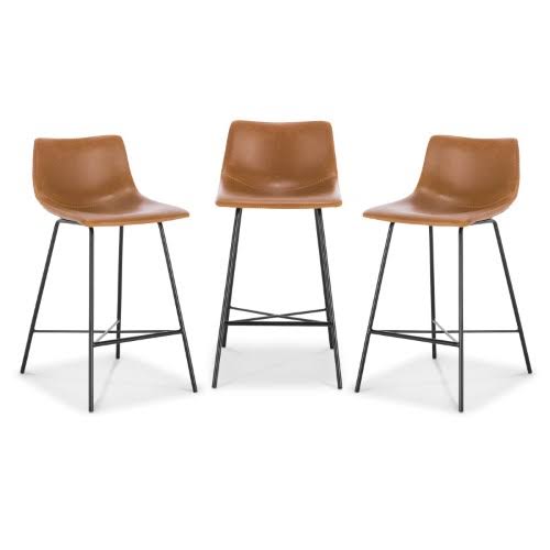 Tan Counter Stool Set of 3 U4393