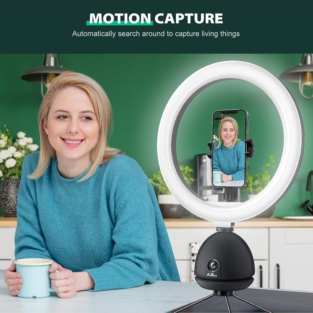 Auto Face Tracking Phone Holder with 10'' Selfie Ring Light and Tripod Stand T810