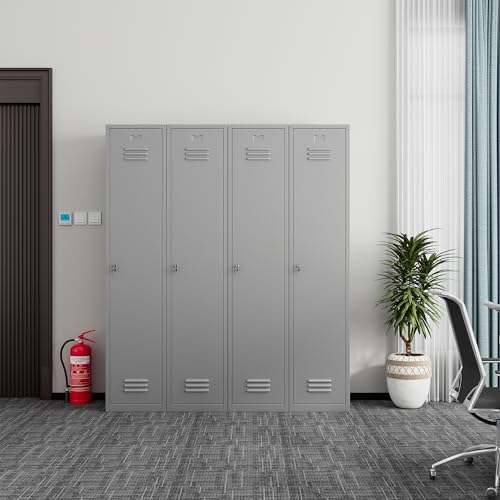 71" Tall Grey Steel Lockable Metal Locker P1375