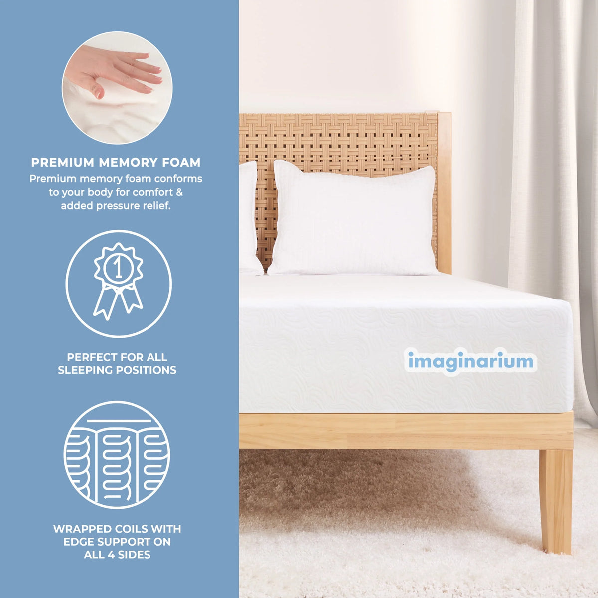 Twin Hybrid Memory Foam and Coils Mattress K9541