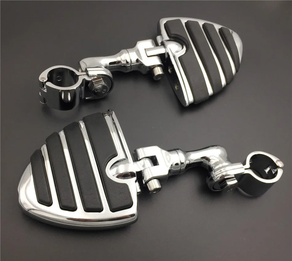 Chrome Short Angled Peg Mounting Kit with U Shape Foot Peg Footrest for 1 inch 25mm Front Engine Guard Frame Tube S708
