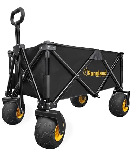 Large Balloon Air Tires Folding Utility Cart with Rustproof Heavy-Duty Steel Frame E546359