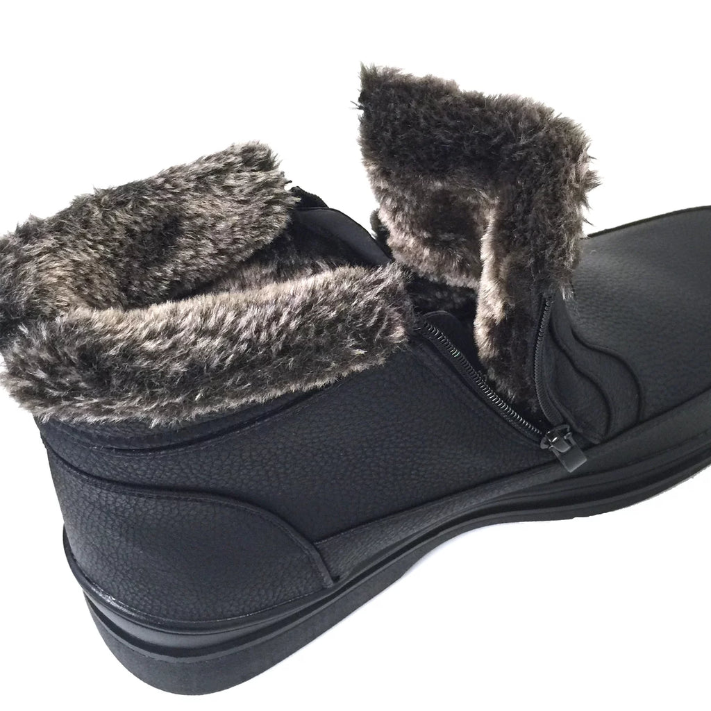 Faux Fur Lined Dual Side Zipper Ankle Snow Boots X119525