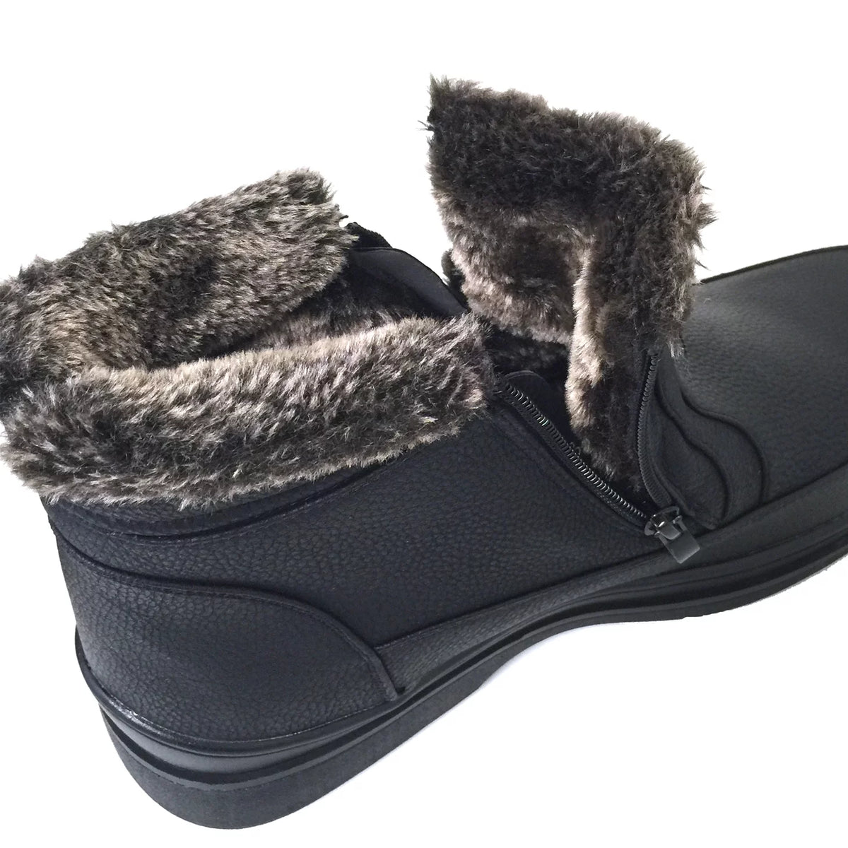 Faux Fur Lined Dual Side Zipper Ankle Snow Boots X119525