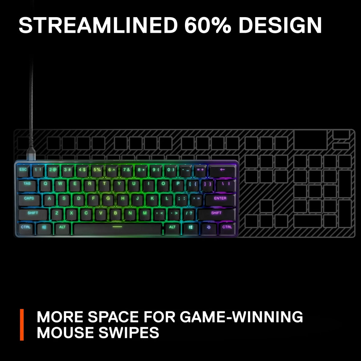 Black 60% Wired Gaming Keyboard with RGB Lighting A803