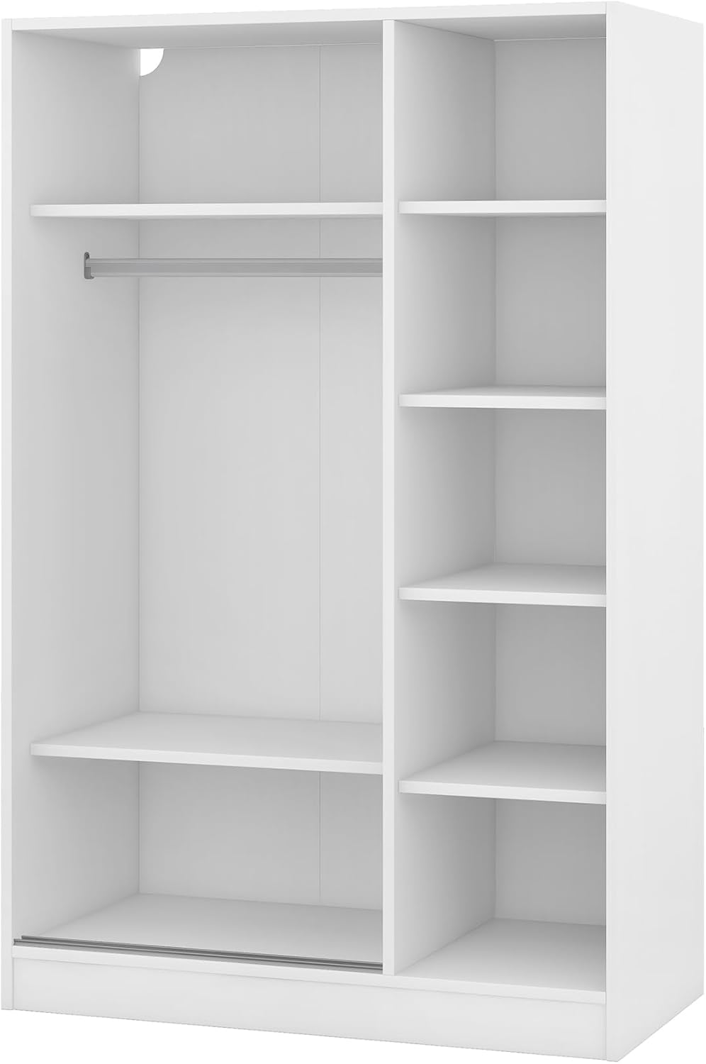 White 3 Doors Wood Wardrobe with Shelves and Hanging Rail C50773