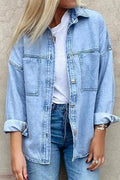 Solid Split Joint Turndown Collar Outerwear T260