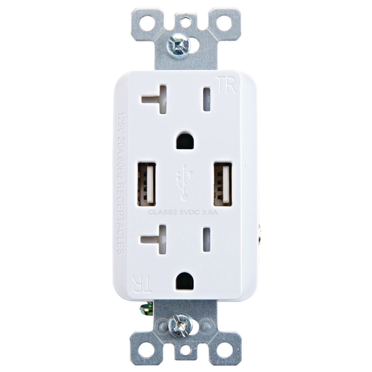20 Amp 125v 2 USB Rapid Charging Outlet T7349