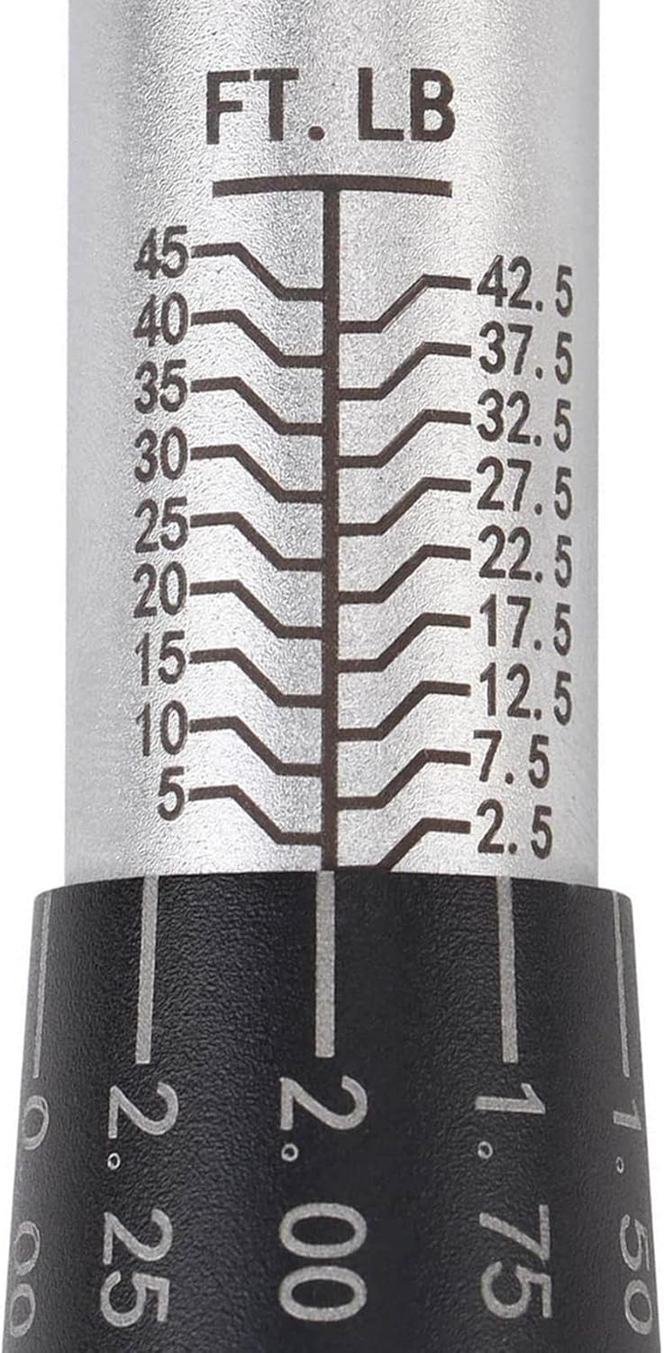 3/8-Inch Drive Click Torque Wrench, 2.5～45 Ft-Lbs, Preset, Dual Torque Scales, Pack of 2 F593488