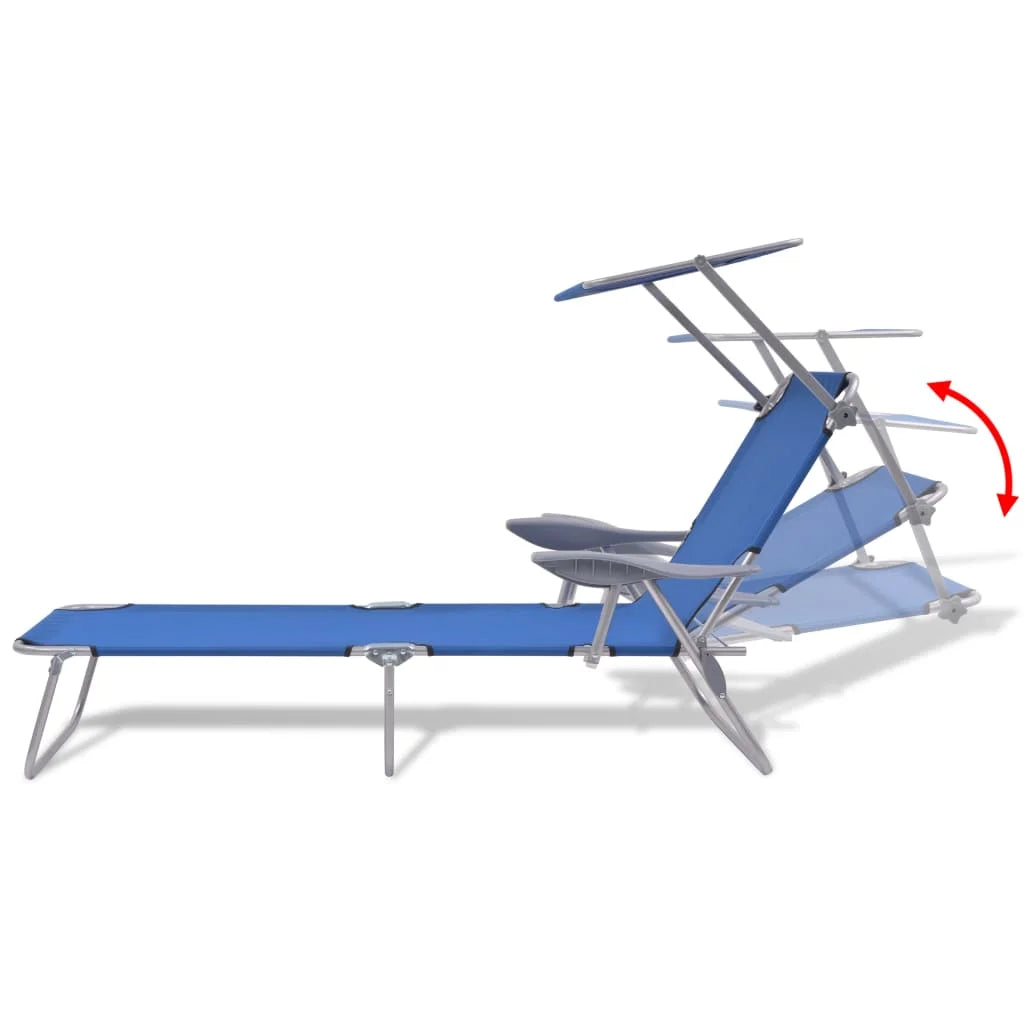 Steel Blue Sun Lounger with Canopy B6619